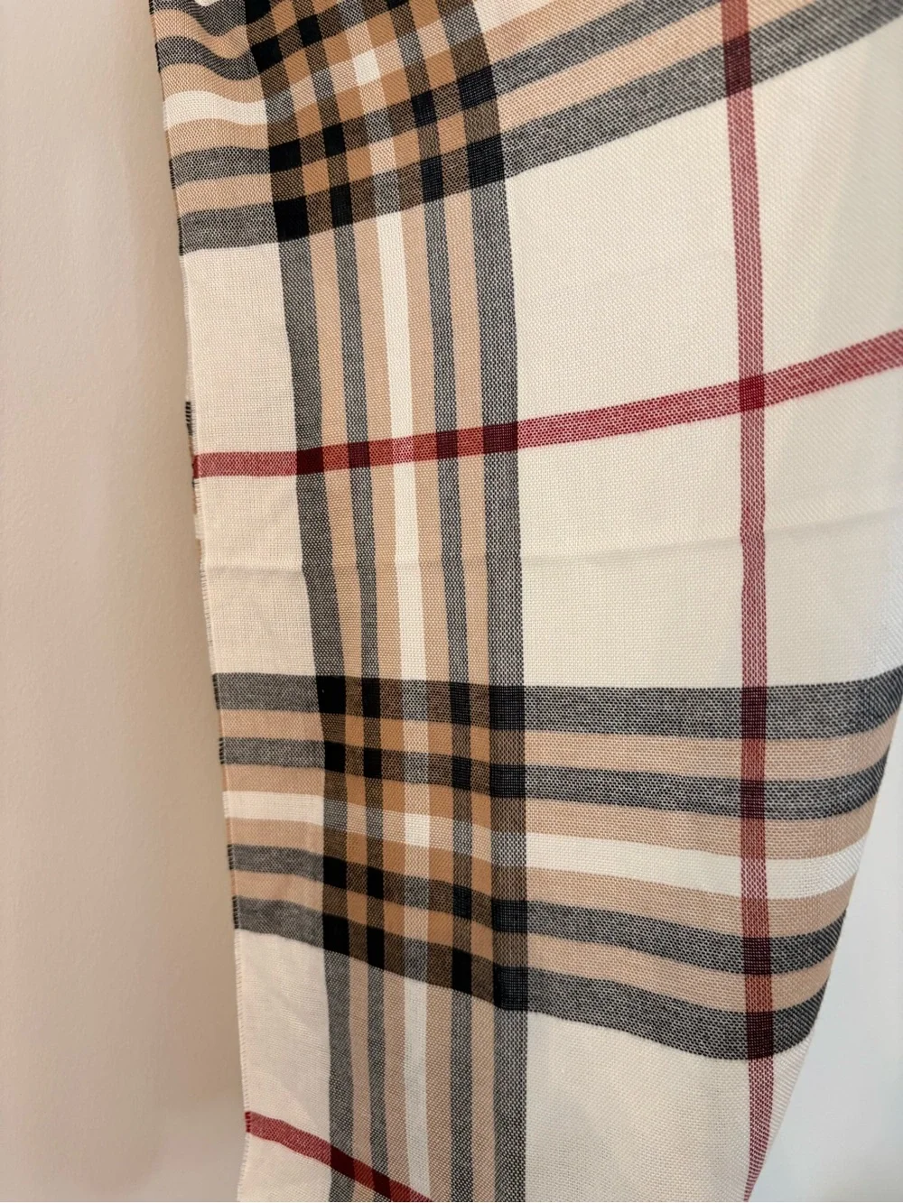 Classic Women’s Plaid Infinity Scarf - Cream, Tan Red & Black